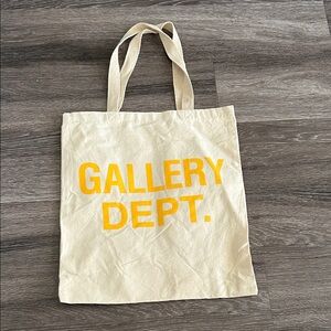 Gallery Dept Cream Tote with Yellow and Black Print